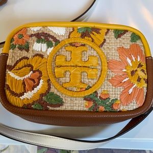 Tory Burch Perry Embroidered Straw Mini Bag